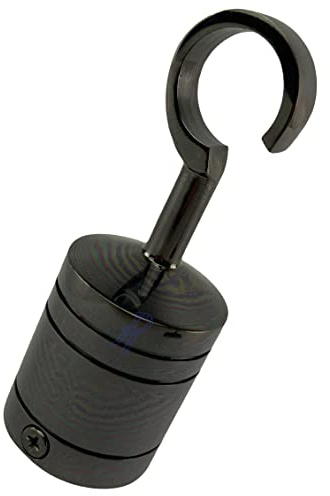 RopeServices UK Gun Metal Black Finished Decking Rope Hooks to Fit Diameter 28mm Ropes, Garden Fixing
