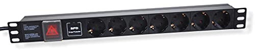 HELOS REGLETA DE ENCHUFES DE 19 Profesional, 7 VÍAS, 2,0M, MIT INTERRUPTOR