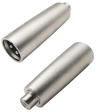 iYueMps XLR to RCA Adapter, RCA Female to XLR Male Connector Professional Metal Construction Jack Plug 3 Pin Converter Gender Changer (2 x RCA to XLR Connector)