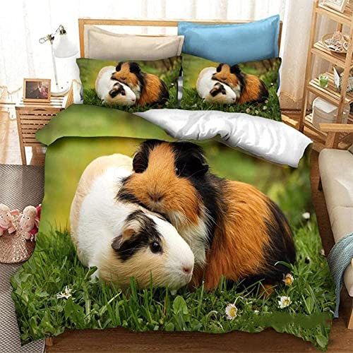 BBZHWSS Bettwäsche 135x200 cm Gelbes Meerschweinchen Mikrofaser Bettwäsche-Set - Bettbezug mit Reißverschluss - Superweiches Bettbezüge mit 2 Kissenbezug 80x80 für Kinder Jungen Madchen