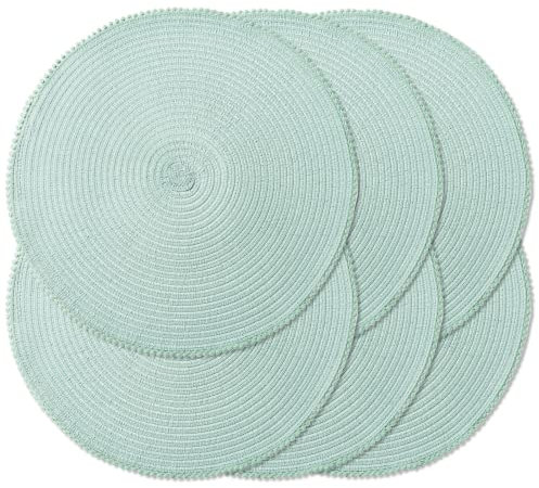 Noctiflorous Runde geflochtene Platzsets, 38,1 cm, runde Tischsets, 6 Stück, für Esstische, natürlich gewebt, hitzebeständig, (B Mintgrün)