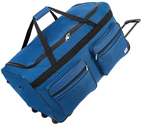 Monzana Sac De Voyage XXL Bleu foncé à roulettes Trolley 160L Sac de Sport poignée télescopique 3 Roues verrouillable Transport