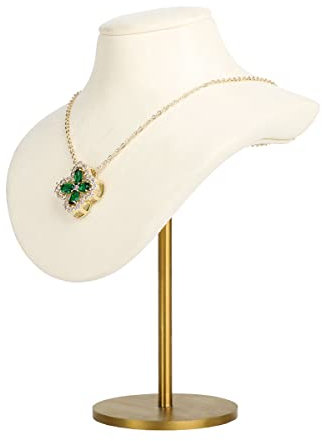 GemeShou Busto porta-collane beige per ragazze, organizzatore gioielli appeso in velluto, manichino collane piccolo, esposizione collane metallo vendita【Beige】