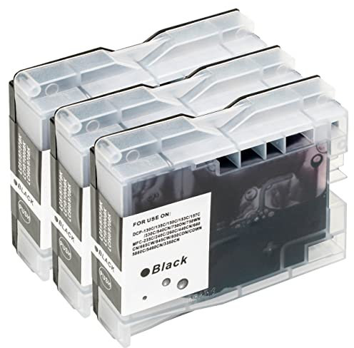 ESMONLINE 3 er Set Multipack kompatible Druckerpatronen als Ersatz für Brother LC 1000 LC 970 passend für MFC 885CW 680CN 5460CN 465CN 440CN 235C DCP 770CW 750CW 560CN 540CN 350C 330C (Schwarz)