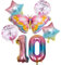 DIWULI Schmetterling Luftballons 10 Jahre - Zahl Geburtstag