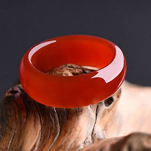 yesTGE Achat-Band-Ringe für Frauen, glatter, mehrfarbiger 17-18 mm Achat-Stein-Ring, handgefertigter Schmuck,Rot
