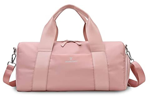 FANDARE Reisetaschen Handgepäck Sporttasche Übernachtung Sporttasche Handtasche Damen Herren Weekender Kliniktasche Schwimmtasche Trainingstasche mit Nass Trockentrenntasche & Schuhfach Rosa