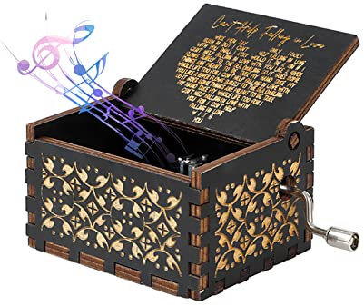 Huifengjie Hölzerne Spieluhr, Can't Help Falling in Love Handkurbel Spieluhren, Antike Geschnitzte Vintage-Design, Holz Musik Box für Geburtstags, Valentinstag, Jahrestag, Weihnachten Geschenk