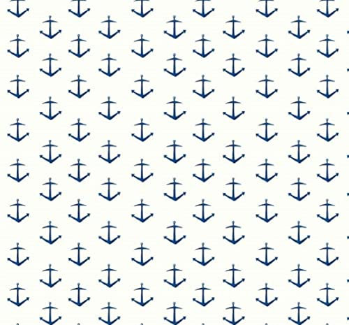 Melody Jane Dolls House White & Navy Blue Anchor Galerie Deauville Miniature Print Wallpaper