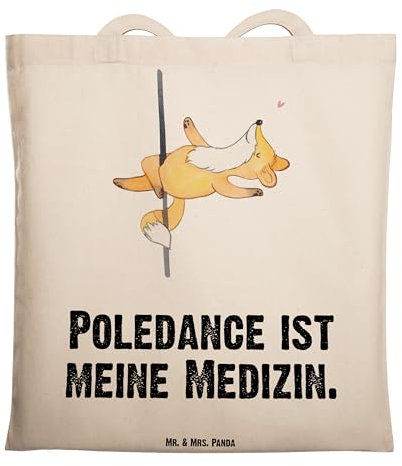 Mr. & Mrs. Panda Einkaufstasche Fuchs Poledance - Geschenk, Tasche, Tanz, Tanzen, Pole Dance, Tragetasche, Shopper, Shopping, Tüte, Schultasche