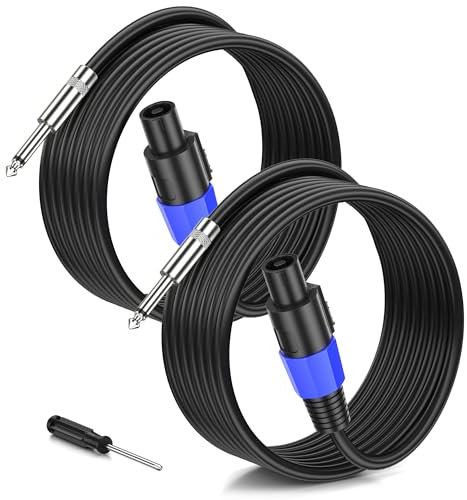 Jumwa 2M 2pack Speakon zu 1/4 TS Lautsprecherkabel M-M für Audio Verstärker 12 Guage Cord Wire Kabel mit Twist Lock DJ/PA Connector für Heavy Duty Audio