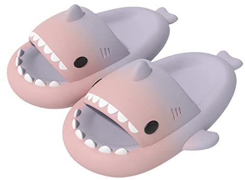 bolukets Ciabatte Squalo Donna Uomo Ciabatte Mare Estive Comode da Casa Pantofole Antiscivolo Originali Carine Ciabatte Shark Slippers Slides per Piscina, Sfumate Rosa Lilla, 44/45 EU