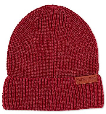 Hofbrucker Stylische Beanie Mütze aus Bio Baumwolle für Kinder und Erwachsene Partnerlook Grobstrick Mütze Jungen und Mädchen in Größe 54/56 in Farbe Cranberry