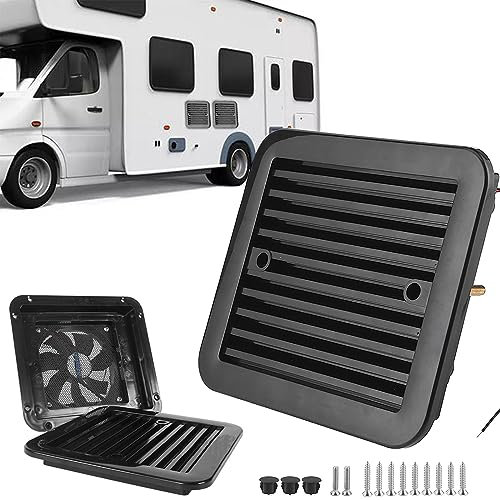 AUTOXBERT Lüftungsventilator für Wohnwagen, 2,4W 12V Lüftungsventilator geräuscharmes Lüftungsgebläse für Wohnwagen, Wohnmobile, Camper, Schwarz