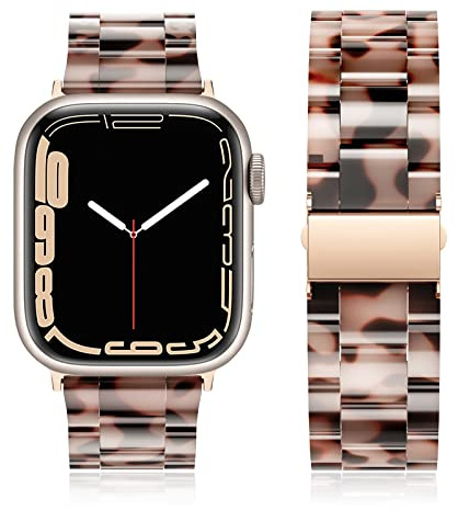 Tuocal Kompatibel mit Apple Watch Armband 42mm(Series 10) 38mm 40mm 41mm, Elegantes Buntes Harz Leichtes Ersatzarmband für iWatch Series 10 9 8 7 6 5 4 3 2 1 SE Sports & Edition Damen, Achat Schwarz
