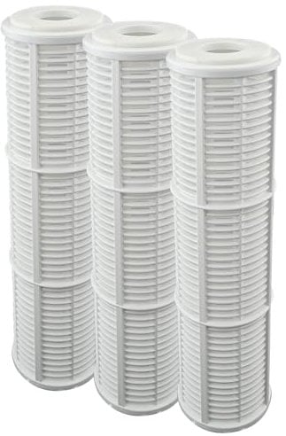FILTROTECH Filtereinsatz für Vorfilter Gartenpumpe waschbare Ersatzkartusche 10 Zoll Sandfilter für Hauswasserwerke (Dreierpack)