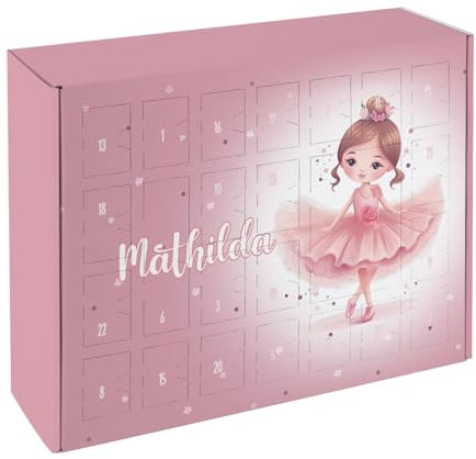 Striefchen® Adventskalender zum selber befüllen für Mädchen - Ballerina Motiv - mit Wunschname