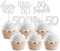 30Pcs Happy 50th Birthday Cupcake Toppers Silver Glitter Fifty Cheers to 50 Years Old Birthday Cupcake Picks for 50th Birthday Anniversary Party Cake Decorations Supplies