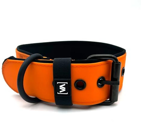 VITOMALIA® HydroTex 4cm Breites Halsband für mittelgroße Hunde, Wasserabweisendes Hundehalsband mit Komfort-Innenfütterung, Strapazierfähig & Langlebig - Für Hund (4cm/L = 45cm-55cm, Orange)