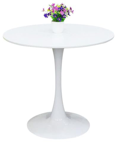 JHAISMAO Modern Rund Esstisch Mit MDF-Tischplatte Metallgestell Sockeltisch Tulip Tisch Mittleres Jahrhundert Küchentisch(Size:50x50x73cm,Color:Weiß)