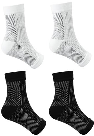 COACOM Chaussettes de sport 2 paires, chaussettes de compression orthopédiques, chaussettes sans orteils, bandages de cheville, chaussettes de compression anti-fatigue pour le soutien de la cheville