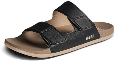 Reef Mens Cushion Tradewind Slides Sliders - Black/Fossil - 11 UK