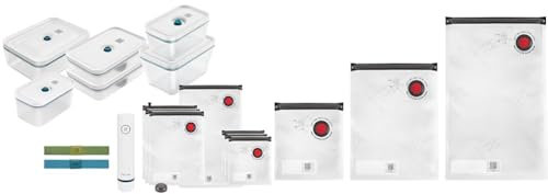 ZWILLING Kit de démarrage de Mise sous Vide Fresh & Save, en Verre, 16 unités, La Mer & Fresh & Save Ensemble de sachets sous Vide, sachets de Conservation