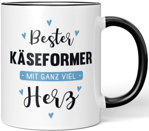 JUNIWORDS Tasse, Bester Käseformer, mit ganz viel Herz, Schwarz (6049566)