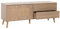 Meuble TV HWC-M38, Buffet TV Armoire TV Commode, Porte à tiroir, Kubu rotin Bois 56x140x41cm chêne-Optique