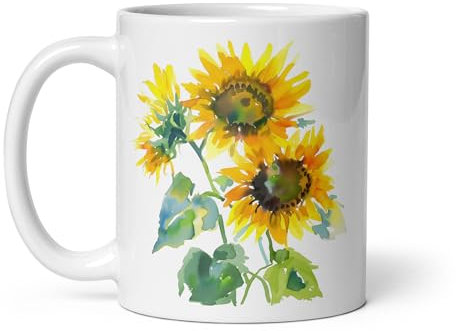 Chatcripant Tasse mit Blumenmotiv, Aquarell, Natur, Tulpen, Blumen, Natur, Tee, Kaffee, Pflanzen, Geschenk, Original, Vintage, Tulpen, Lilien, Rosa, Kirschbaum, Mohnblumen, Sonnenblumen
