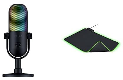 Razer Seiren V3 Chroma + Goliathus Chroma - Microfono da Gaming e Streaming - USB - Supercardioide - Desktop