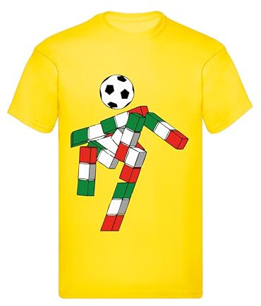 M-Italy T-Shirt Uomo & Bambino - Italia 90 - Notti Magiche - Maglietta Maglia Tshirt Super vestibilità Top qualità (IT, Testo, M, Regular, Regular, Gialla)