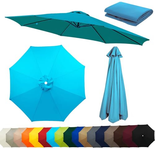Auvent de Remplacement pour Parasol de Terrasse 230/270/300 CM - 8 Baleines, Toile de Rechange pour Jardin et Plage