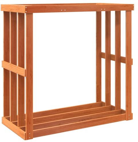 Scaffale per caminetti da esterni, in legno massiccio, 109 x 52 x 106 cm, colore: marrone cerato