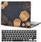 FFBOFFC Coque Dure Compatible avec MacBook Air 15 Pouces M3 M2 2024 2023 Version Modèle A3114 A2941 avec Touch ID, Plastique Case Étui Rigide Housse et Couverture de Clavier, Fleur d'or