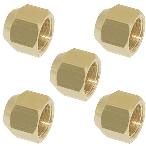 Hooshing 5 Stück Messing Flare Tube Fitting 5/16 Zoll OD Tube SAE 45 Grad Hex Flare Cap Female Seal Plug Fittings