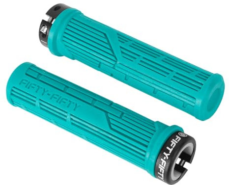 FIFTY-FIFTY MTB Griffe, Einzelne Lock-on Fahrradgriffe Mountainbike, Weiche und Bequeme Fahrrad Griffe/lenkergriffe, rutschfeste Fahrrad Lenkergriffe für All Mountain, Enduro, Downhill (Türkis)