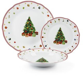 Excelsa Christmas Eve Service de vaisselle 18 pièces, porcelaine, multicolore
