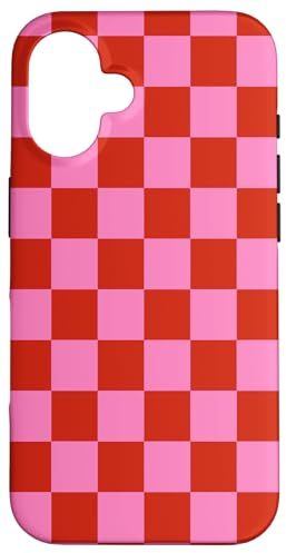 Niedliches Schachbrettmuster in Rosa und Rot Hülle für iPhone 16