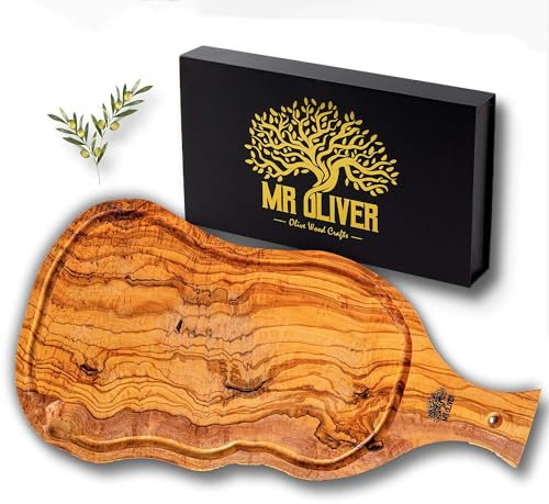 MrOliver® Venus - Tagliere in Legno d'Ulivo Naturale - Tagliere da Cucina Professionale - Accessori Cucina di Design- Tagliere Legno Grande per Aperitivo, Carne, Salumi