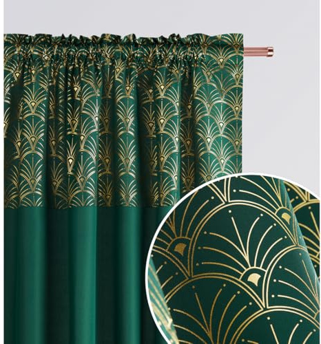 ROOM99 Vorhang mit Kräuselband Belissa 140 x 260 cm Flaschengrün, 1 Stück | Schiebegardinen Curtain Wohnzimmer Schlafzimmer für Schienensystem