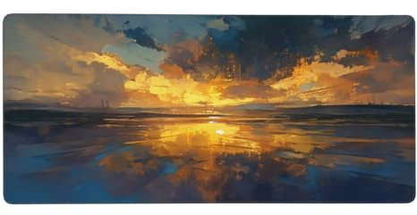 Coucher de soleil Tapis de Souris 1200x600x4mm Grand tapis de souris gamer, Paysage Tapis Souris avec bords surpiqués et Base en Caoutchouc antidérapante pour clavier souris, Decoration Cadeaux-GZ1169