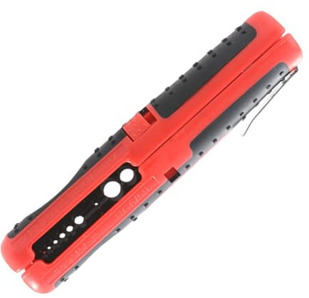 Qusedwey 1 Stück Abisolierzange, Multifunktionaler Tragbarer Stift-Abisolierer, Netzwerkkabel, Draht, Koaxialkabel, Drahtschneider, 10-20 AWG, Rot