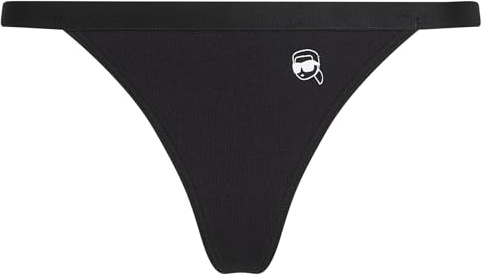 Karl Lagerfeld International B.V Damen Ikon Rib Thong Panties, Schwarz, XL EU