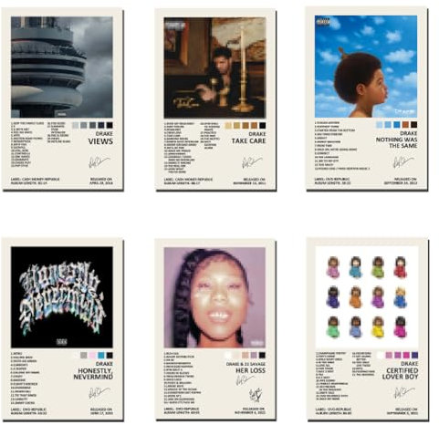 generisch Drake Album Cover Limited Edition (Set of 6) Unframed 8in X 12in(20x30cm) Leinwand Poster