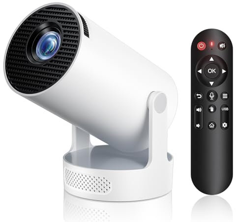 Kimwood Vidéoprojecteur Portable, [App intégrée] Mini Projecteur Video FHD 1080P avec Haut-parleur HiFi &Focale Ultra Courte Rétroprojecteur Android TV BT 5.4 Wi-Fi 6, Auto Correction Grand Projection