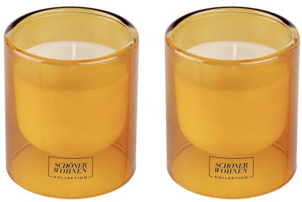 Schöner Wohnen Kollektion Duftkerze Mod. Vanilla S, 2er Set lieblich, verwöhnender Vanille-Duft Weiß
