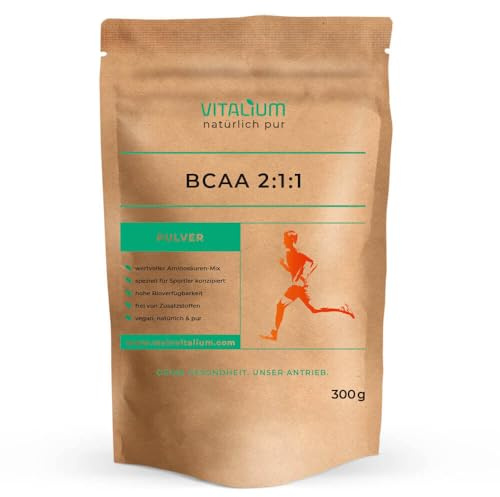 BCAA Pulver essentielle Aminosäuren Komplex | Leucin, Isoleucin und Valin im 2:1:1 Verhältnis | vegan und ohne Zusätze | 300 Gramm - von meinVitalium
