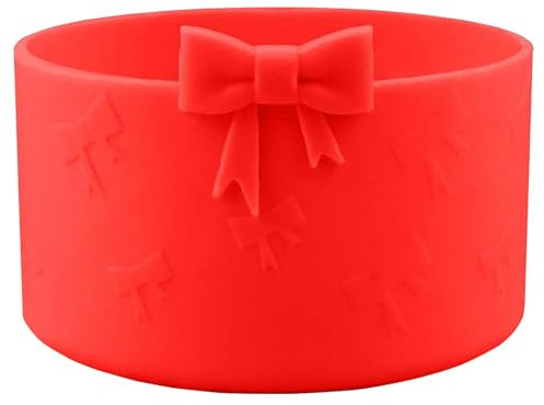 HIUSITY Bow Silicone Boot for Stanley Quencher Tumbler H2.0 30oz 40oz & IceFlow 20oz 30oz& Owala 24oz& Hydro Flask Water Bottle 12-24 oz Protective Bottom Sleeve Cover for Stanley Cup Accessories-Red