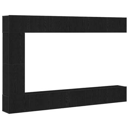 vidaXL TV-Schrank-Set 9 pcs Schwarz Eichen-Optik 30,5 x 30 x 110 cm, Moderner Wohnbereich-Speicher, rechteckiger TV-Schrank, platzsparendes Wandregal, drehbare Tür, Matte Oberfläche
